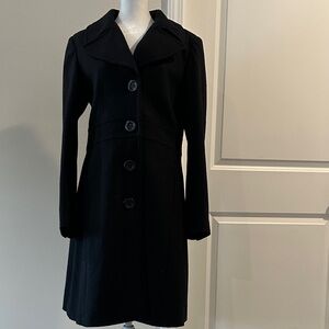 Forever 21 Black Single Breasted Long Coat. Size Large